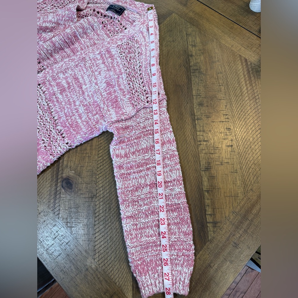 Abercrombie & Fitch Women's Marled Chunky Knit Pink Cardigan With Patch Pockets - Picture 10 of 12